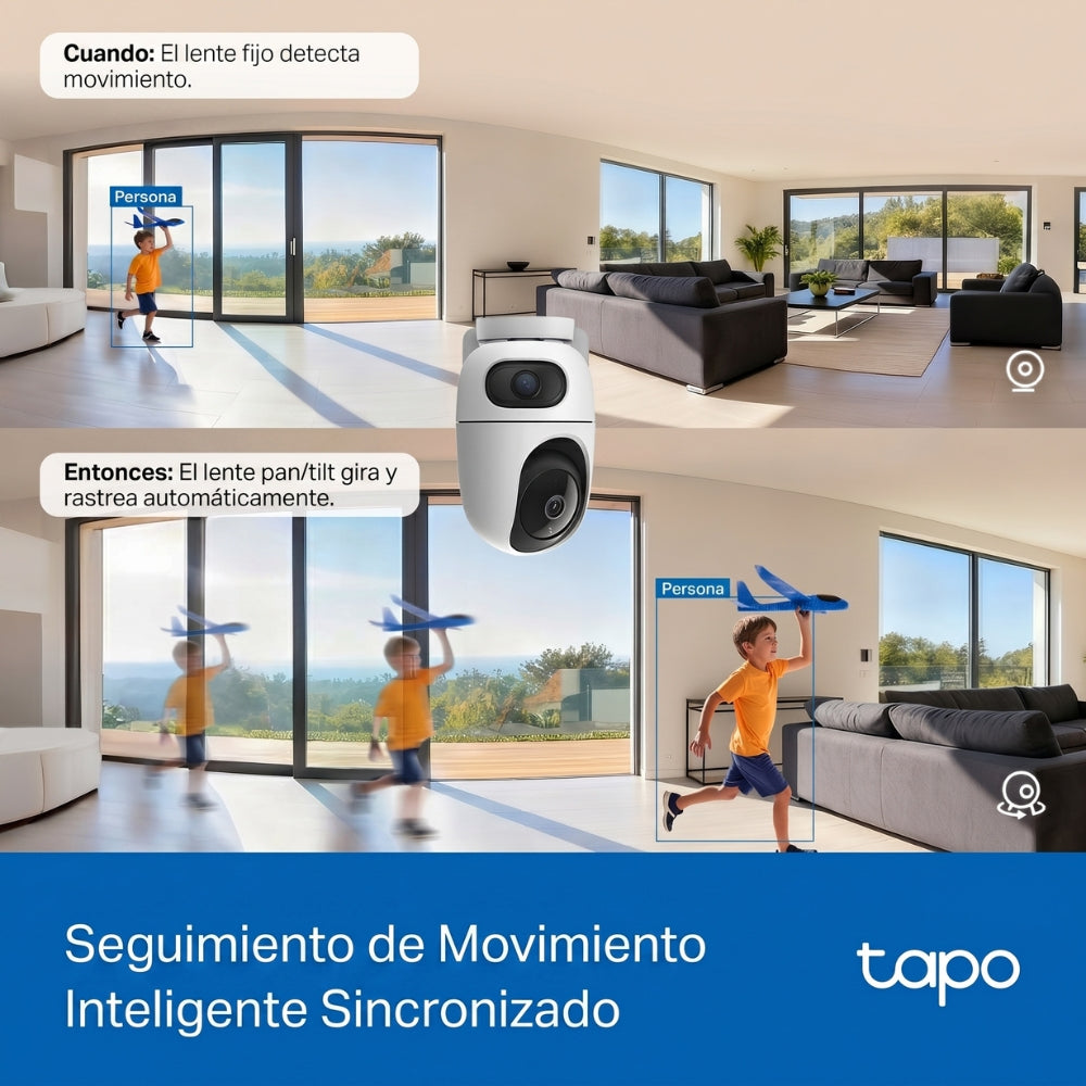 Cámara Seguridad Wi-Fi TP-Link Tapo C245D Doble Lente 2K 6MP Robótica 360° Rastreo IA Audio Bidireccional