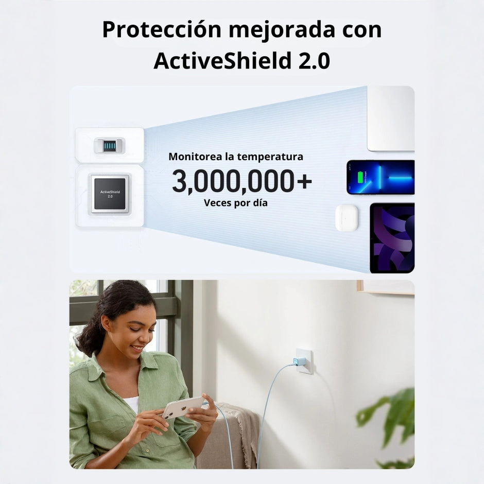 Cargador Anker Nano A2147 USB-C Power Delivery 30W Carga Rápida para iPhone, Android y iPad Negro