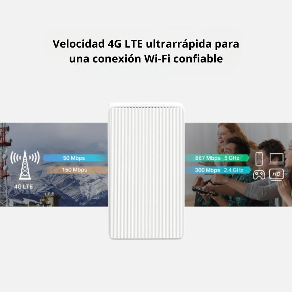 Router Inalámbrico 4G LTE con Sim Card Mercusys MB130-4G Red WiFi hasta 1200Mbps