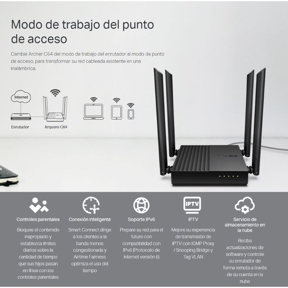 Router Wifi Dual Band Gigabit Ac1200, Tp-link Archer C64