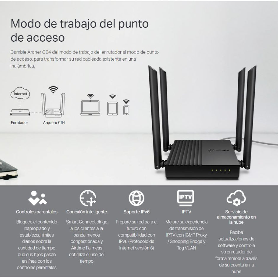 Router Wifi Dual Band Gigabit Ac1200, Tp-link Archer C64