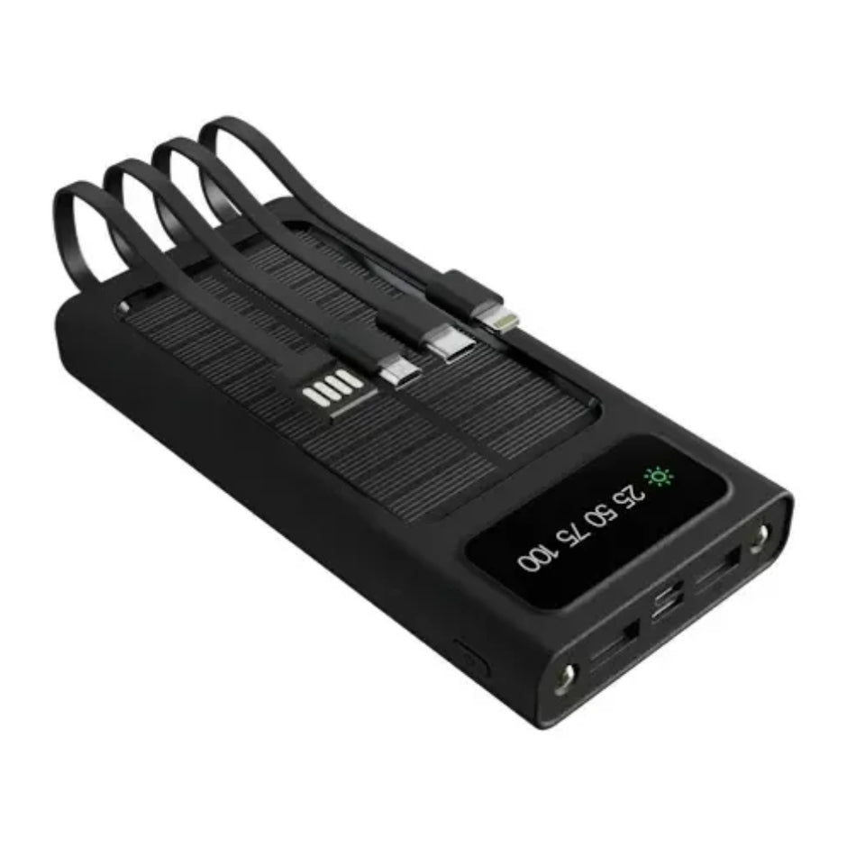 Power Bank con Carga Solar Xtech XPB-100 10000 mAh Linterna Led 4 Cargadores