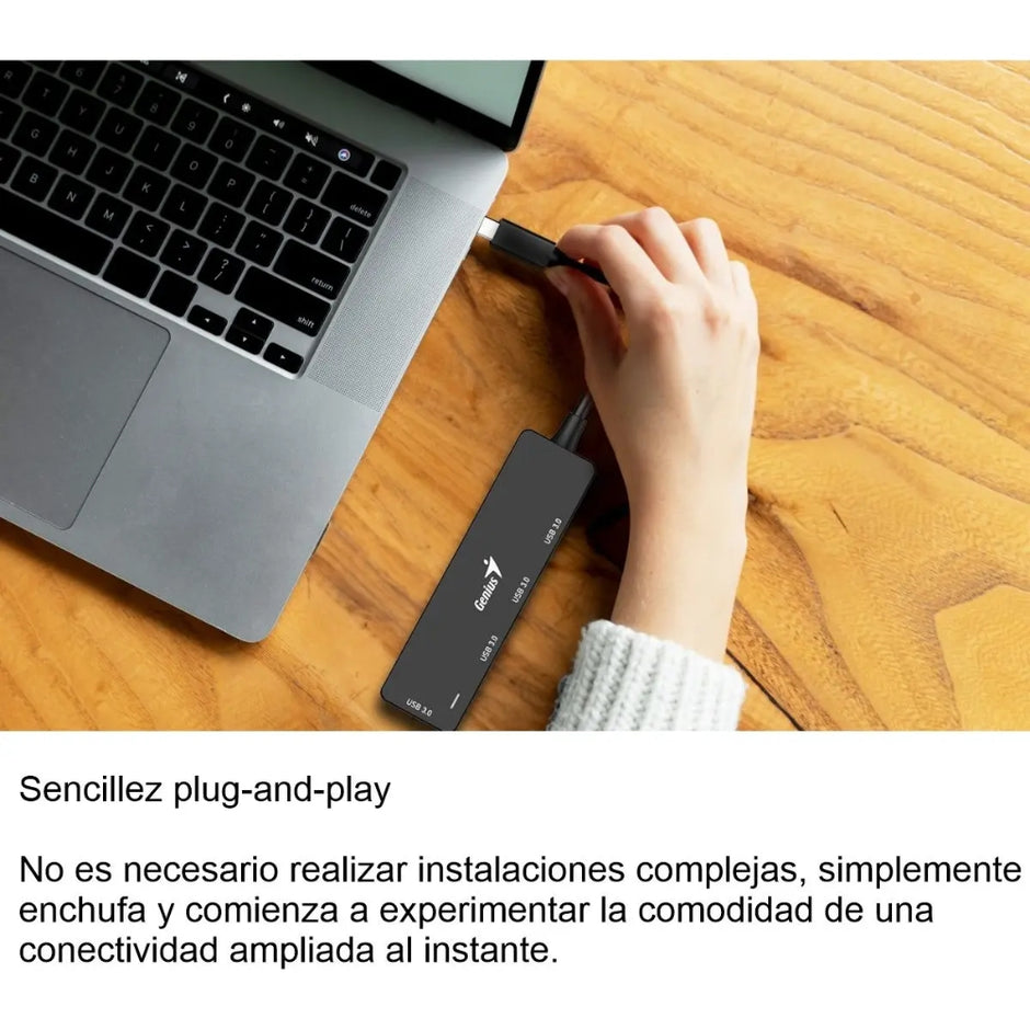 Hub Usb 3.0 Genius Uh-400 De 4 Puertos Color Negro