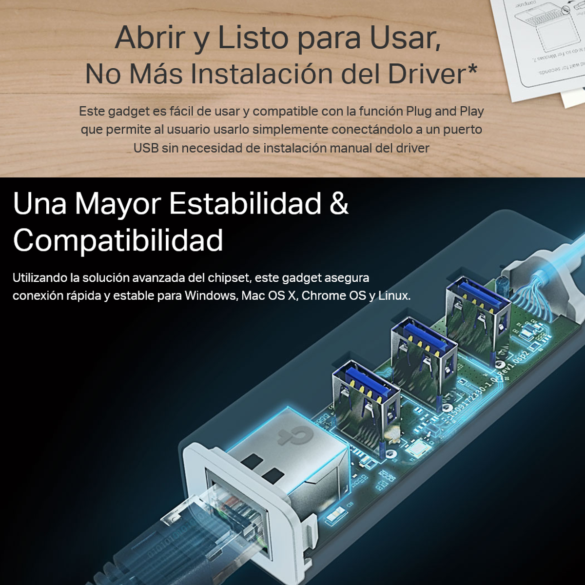 Hub Usb 3.0 2en1: 3 Usb + 1 Ethernet Gigabit, Tp-link Ue330