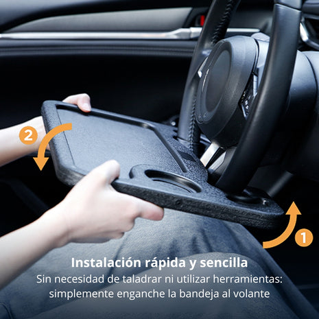 Soporte Laptop y Mesa de Alimentos con Portavaso Para Timón De Automóvil TechGo SPV1