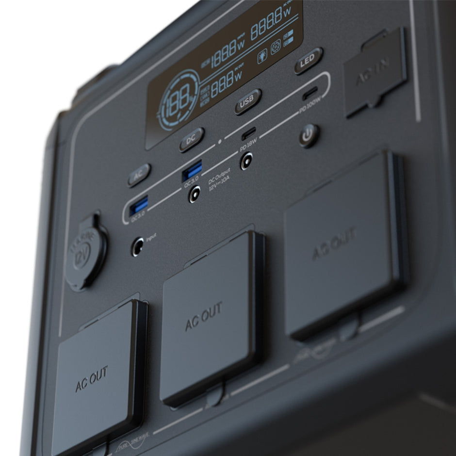 Planta Eléctrica Portátil Forza FPP-T1200 1200W Pico 2400W USB-C 100W Batería 10 Años 10 Puertos Camping