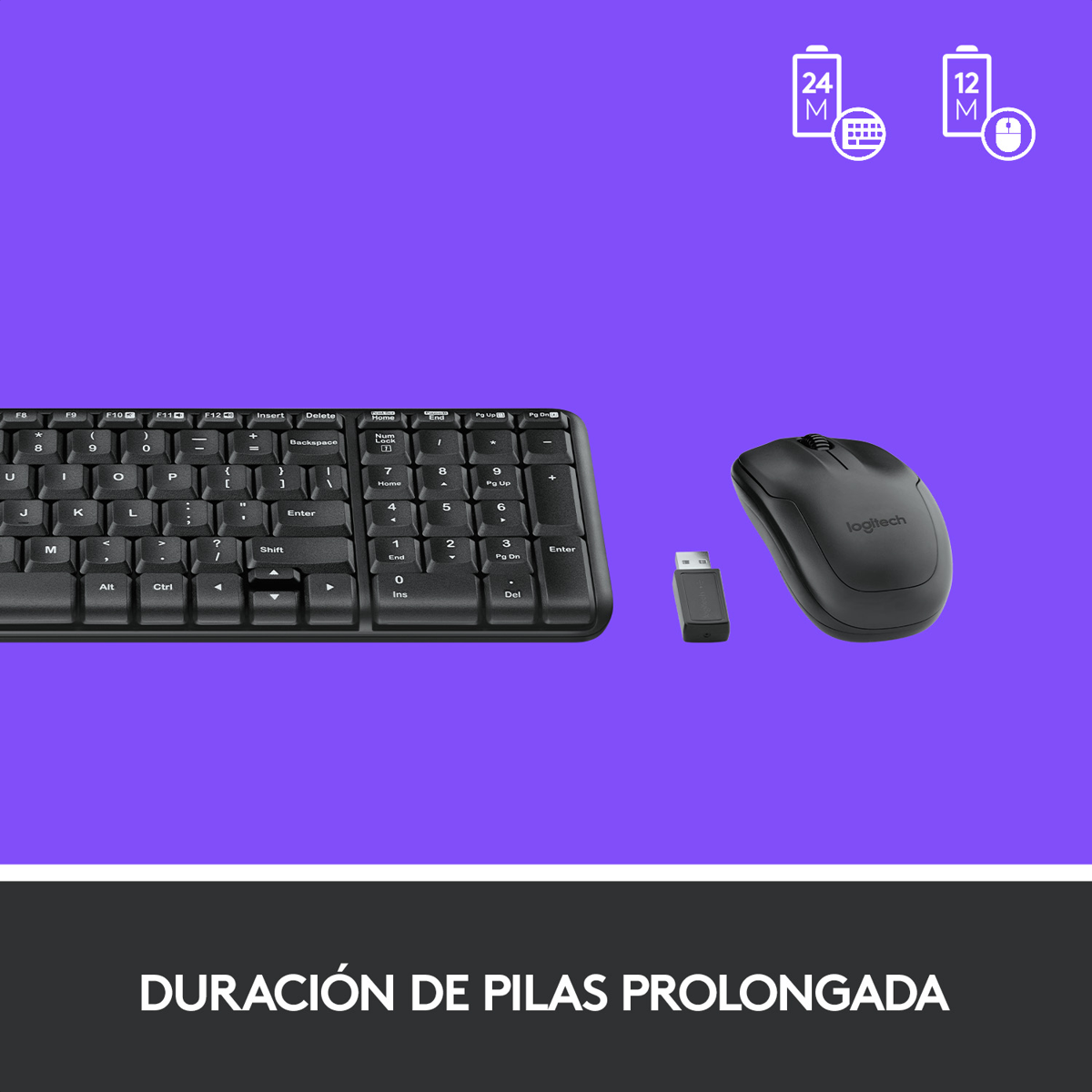 Combo Teclado y Mouse Inalámbrico Logitech MK220 + Alfombrilla Mouse Pad XXL 80x30cm