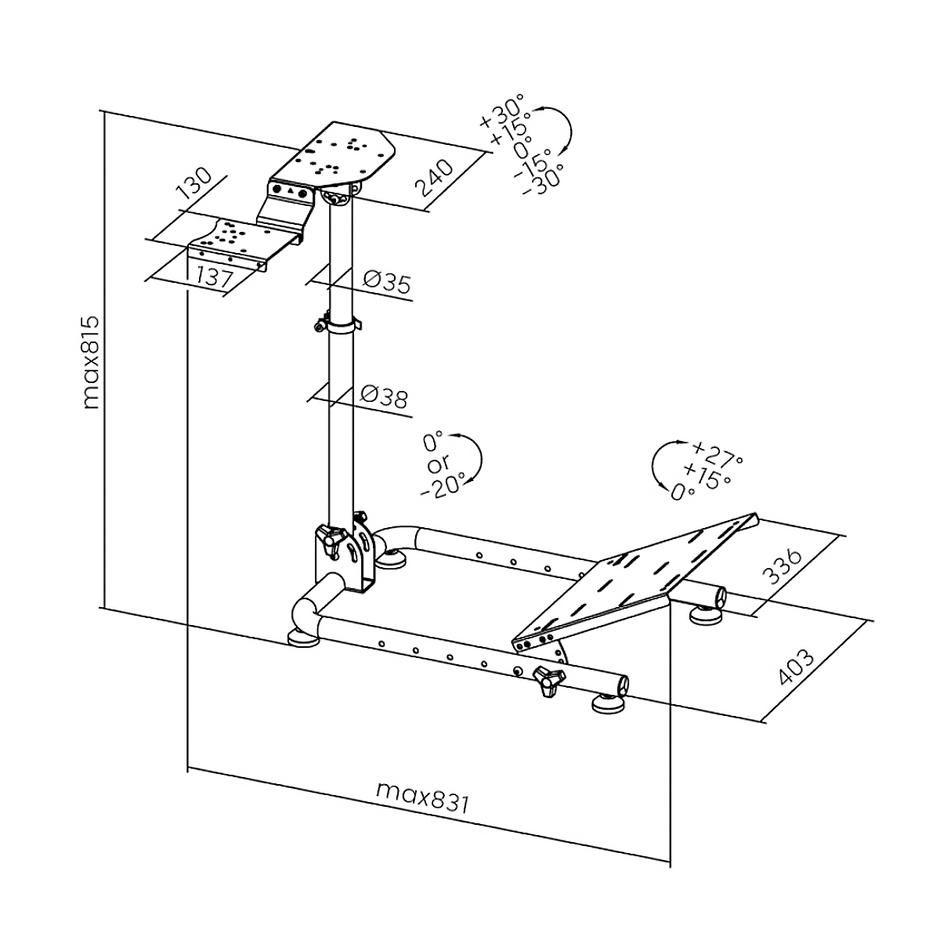 Soporte Universal Plegable para Simulador Timón y Palanca TechGo SPTG-03, Compatible Logitech y +