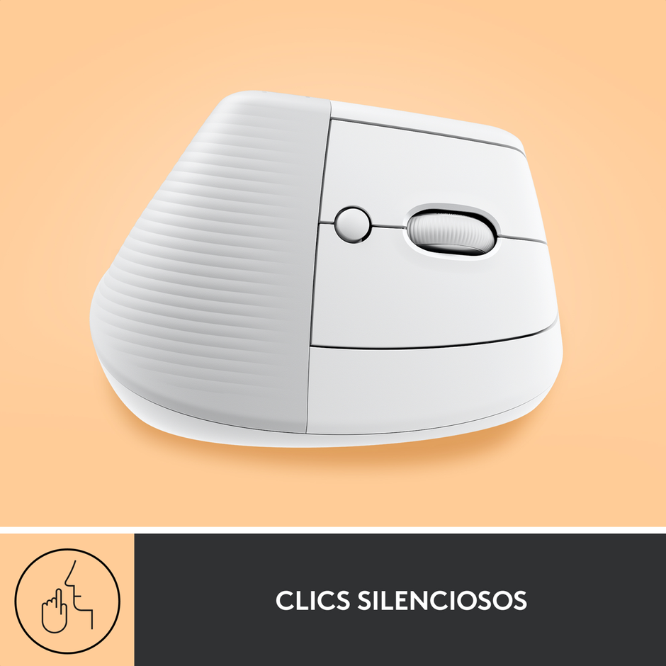 Mouse Ergonómico Vertical Logitech Lift, Inalámbrico para Manos Pequeñas y Medianas, Blanco