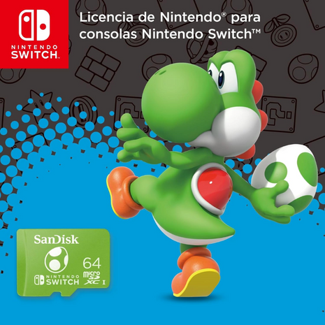 MicroSD 64gb Sandisk Microsdxc Uhs-i Para Nintendo Switch - Yoshi