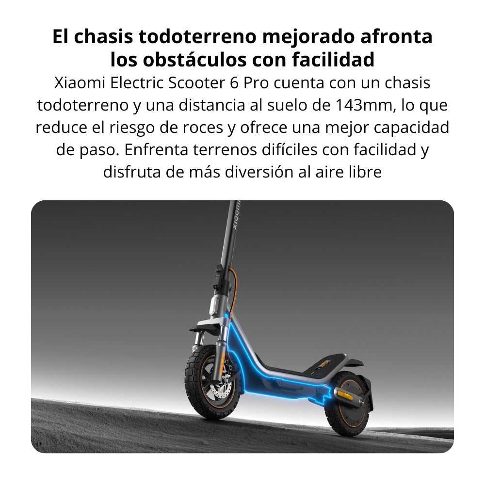 Patineta Eléctrica Xiaomi Scooter 6 Pro Llantas 12” y Chasis Todoterreno Max 1000W Autonomía 70km IPX5