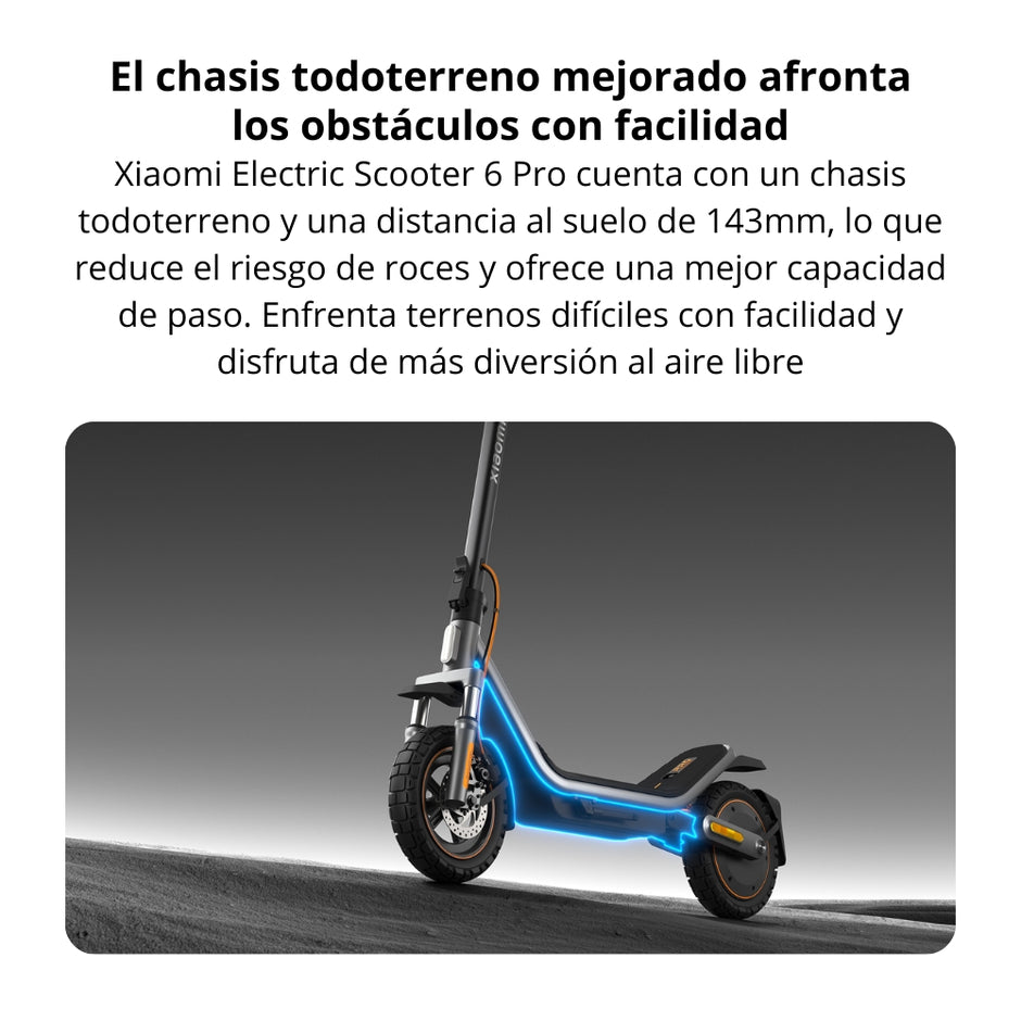 Patineta Eléctrica Xiaomi Scooter 6 Pro Llantas 12” y Chasis Todoterreno Max 1000W Autonomía 70km IPX5