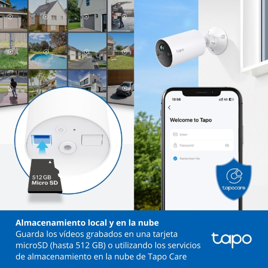 Cámara de Vigilancia TP-Link Tapo C410, Wi-Fi para Exterior con Batería Recargable y Detección IA + Micro SD 128GB