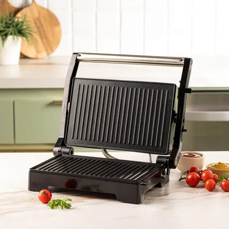 Asador Grill Kalley K-SG180 Superficie Antiadherente Sanduchera Panini 1000W Apertura 180°