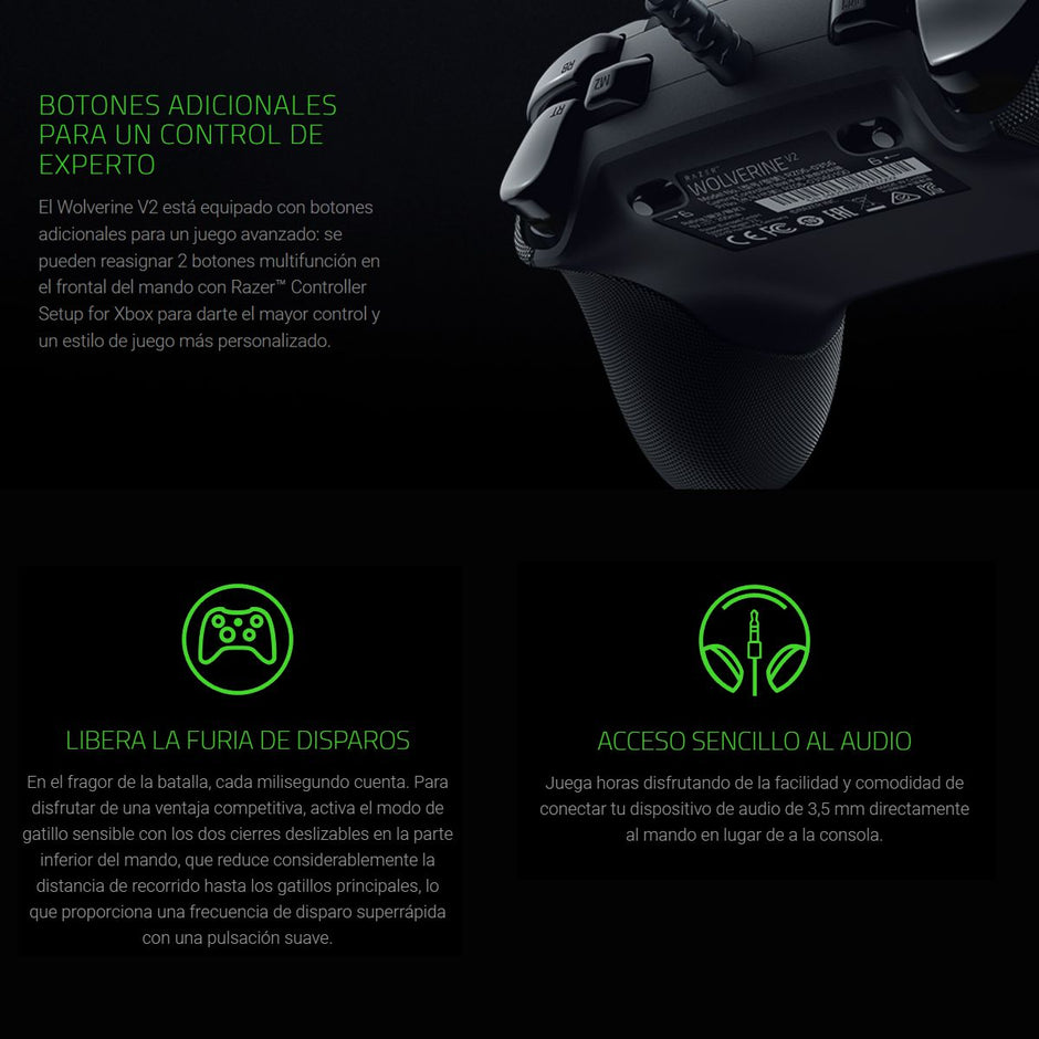 Control Razer Wolverine V2 Pro con Cable para Xbox con Botones Mecánicos y HyperTrigger