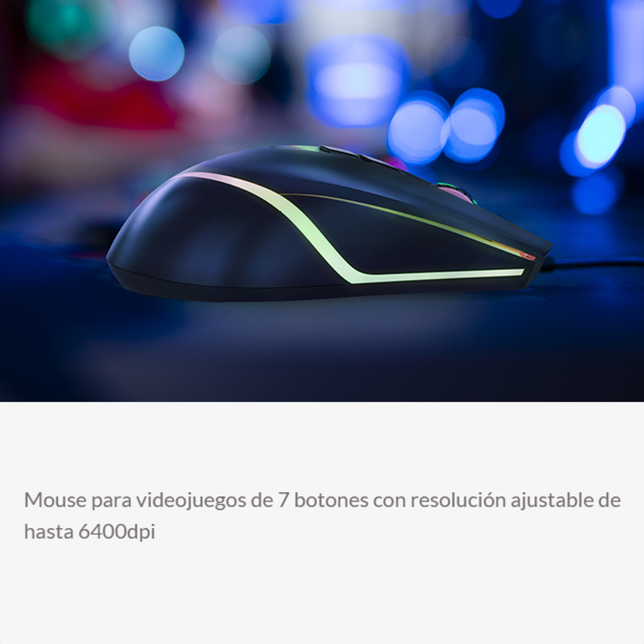 Xtech XTK-531S Combo Gamer Teclado y Mouse USB con Retroiluminación LED y 6400 DPI