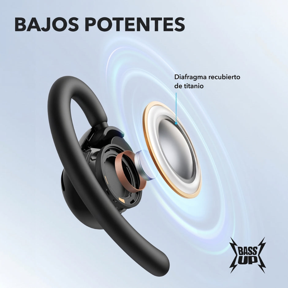 Audífonos Soundcore V20i Open-Ear Bluetooth 5.4 con BassUp y 4 Micrófonos IA - Negro