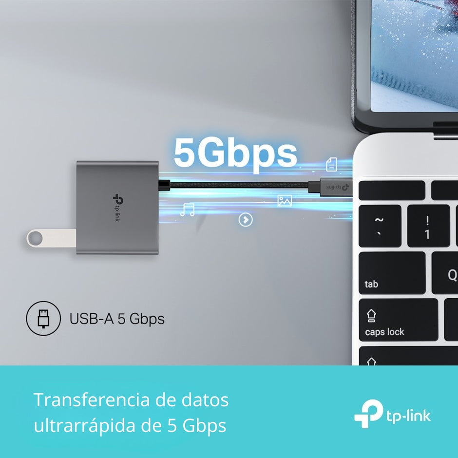 Hub USB-C TP-Link UH3020C 3 en 1 con HDMI 4K, 2x USB 3.0, USB-C PD 100W y Conexión LAN Para Laptop y PC