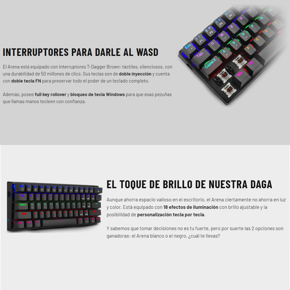 Teclado Gamer Mecánico T-dagger T-tgk321 Arena, 60% Compacto