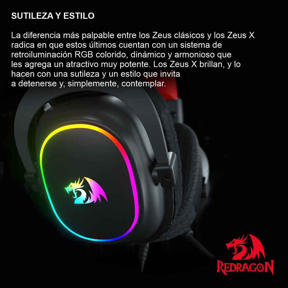 Diadema Gamer 7.1 Redragon H510-rgb Zeus X Con Micrófono