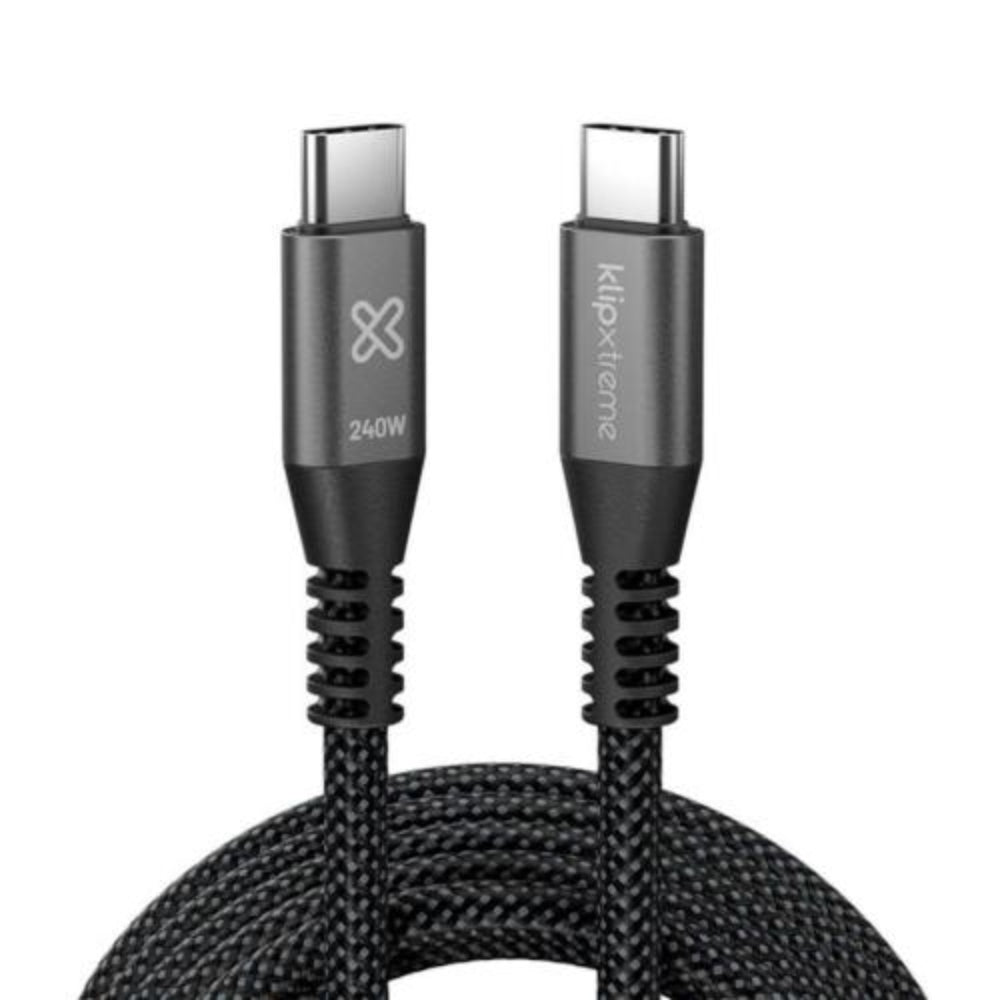 Cable Trenzado Klipxtreme PowerGo 750, USB-C a USB-C, 3 Metros, 240W, Negro