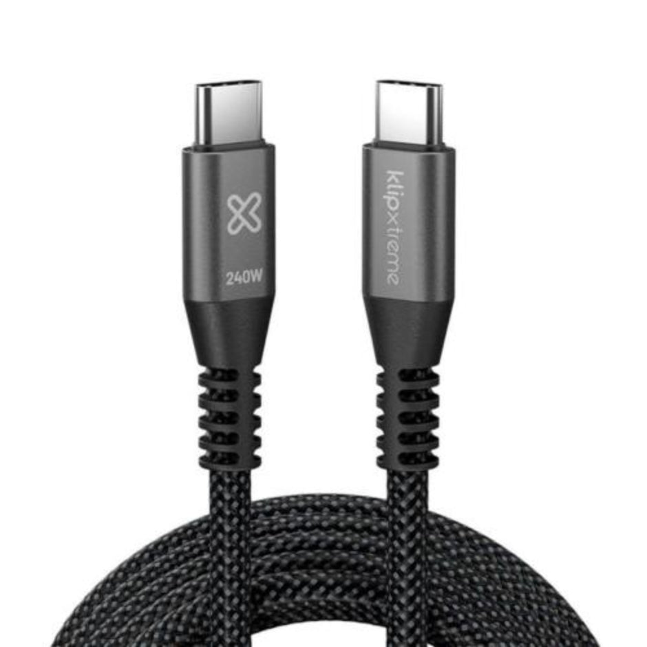 Cable Trenzado Klipxtreme PowerGo 750, USB-C a USB-C, 3 Metros, 240W, Negro
