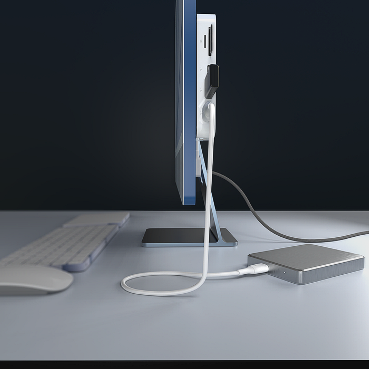 Hub USB-C Belkin INC011btWH 6 en 1 con Ethernet Gigabit, SD, microSD y USB 10Gbps Blanco