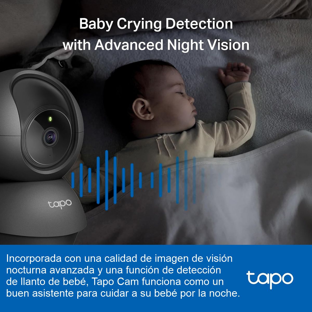 Cámara IP WiFi TP-Link Tapo C201 Robótica 360° Full HD 1080p Audio Bidireccional Visión Nocturna + Micro SD 128GB