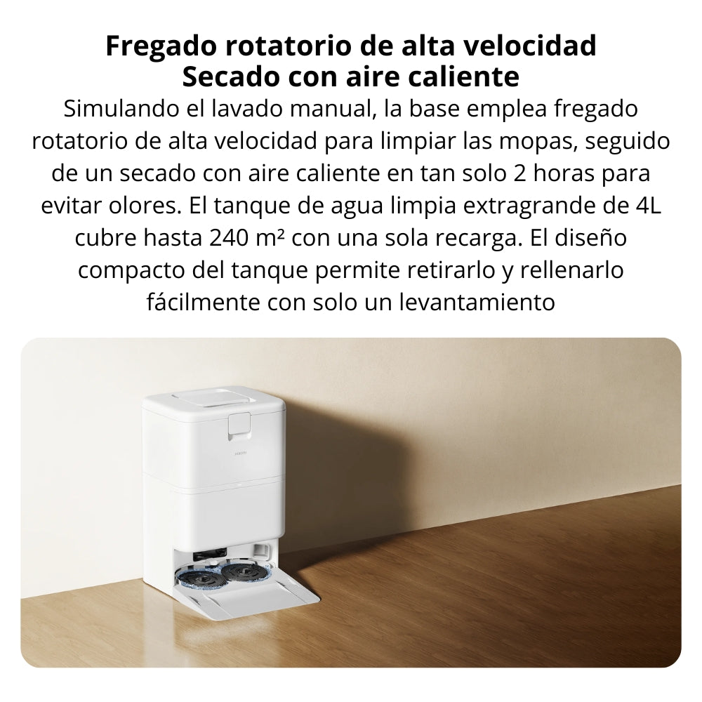 Aspiradora Robot Xiaomi H50 Pro 15000Pa Trapeado Brazos Extensibles Anti-Enredos Base Autovaciado 5200mAh