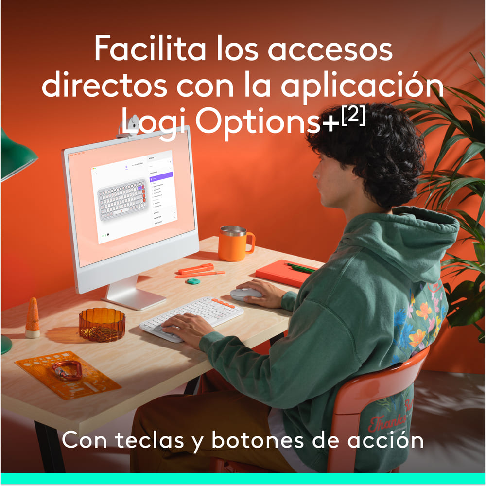 Combo Teclado Y Mouse Bluetooth, Logitech Pop Icon, Blanco