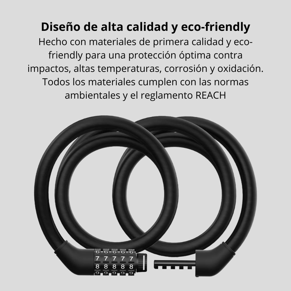 Guaya de Seguridad Xiaomi Electric Scooter Cable Lock Cable Acero 1200mm Código 5 Dígitos 1500N - Negro