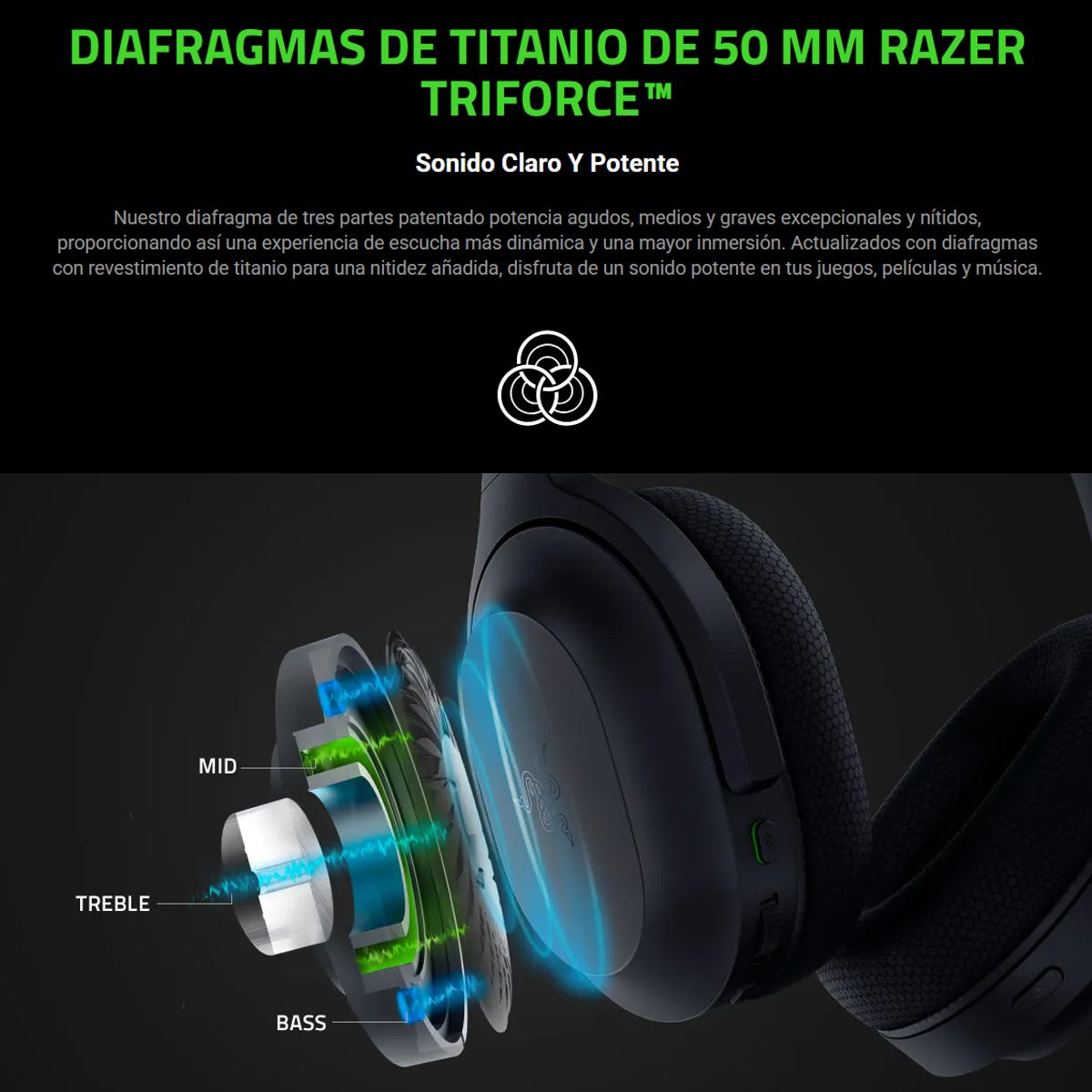 Audífonos Gamer Inalámbricos Razer Barracuda Dual Wireless SmartSwitch THX Spatial 50mm 40 Horas