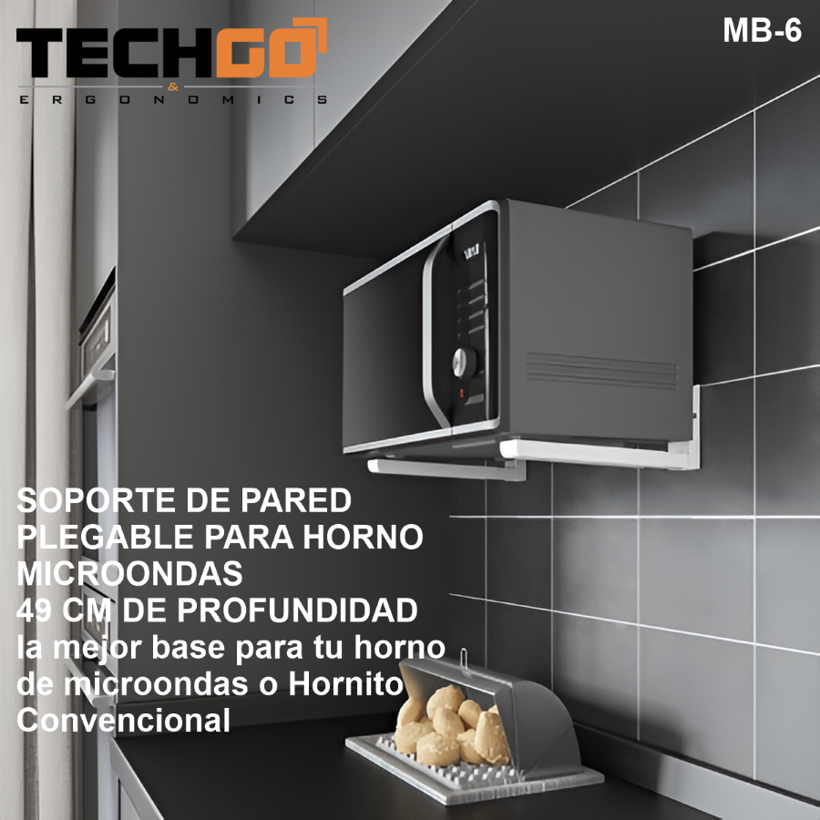 Soporte De Pared Para Horno / Microondas, Techgo Sph1 Negro