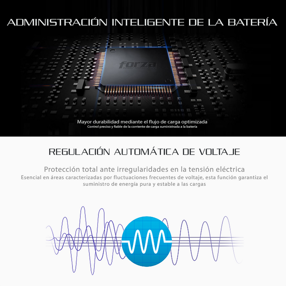 UPS Interactiva Forza HT-650LCD de 650VA/390W con 12 Tomas + 2 USB