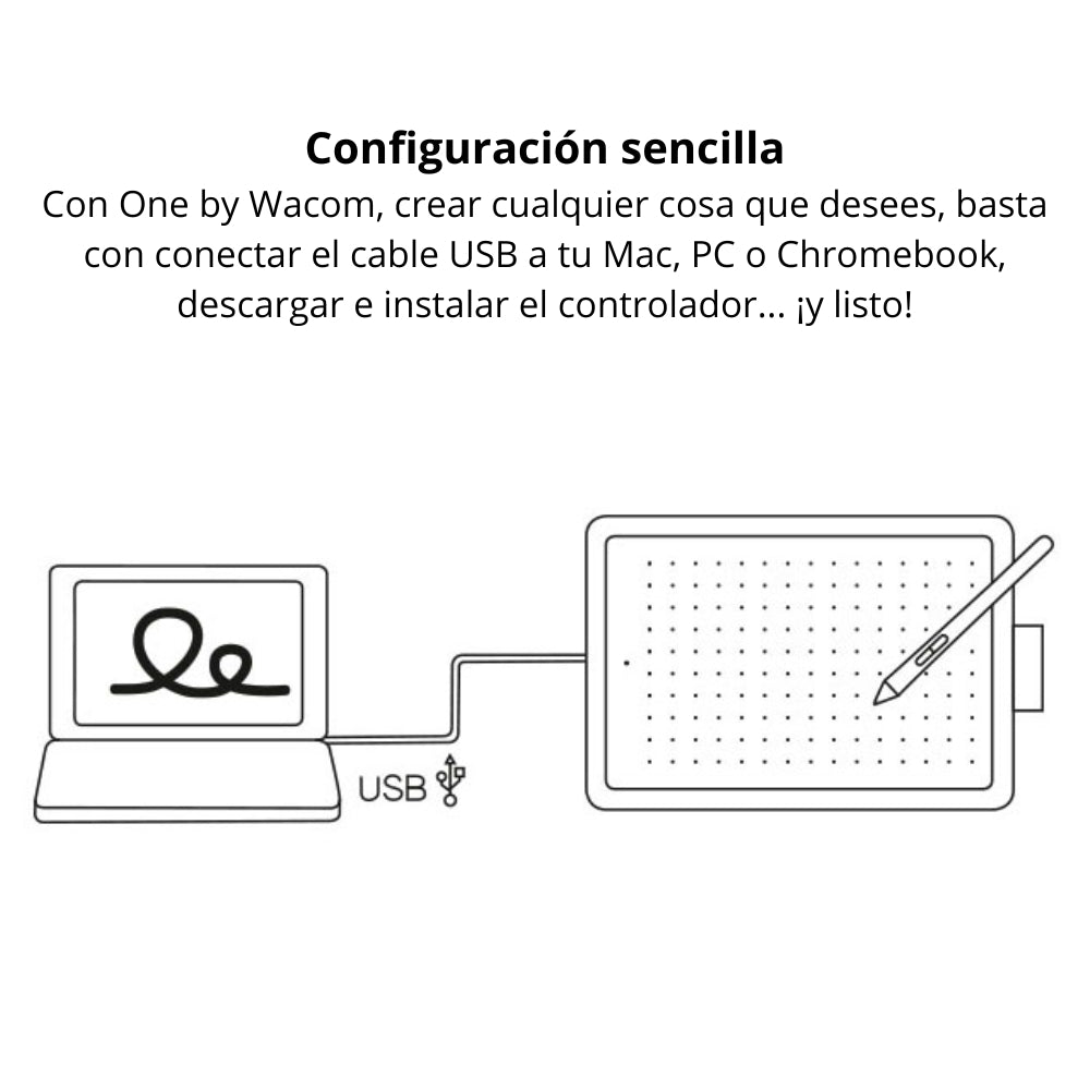 Tableta Gráfica One by Wacom Small CTL-472 USB 2540 LPI Lápiz sin Pila 2048 Niveles - Negro/Rojo