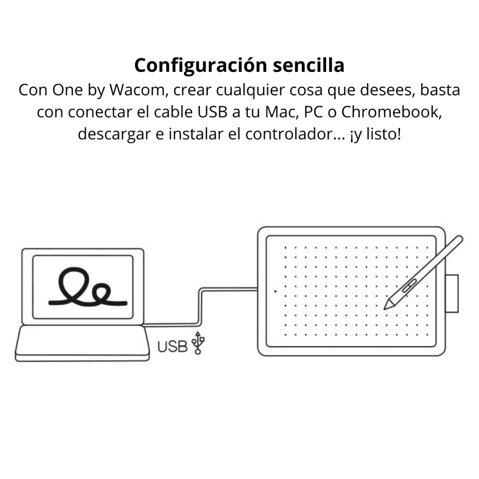 Tableta Gráfica One by Wacom Small CTL-472 USB 2540 LPI Lápiz sin Pila 2048 Niveles - Negro/Rojo