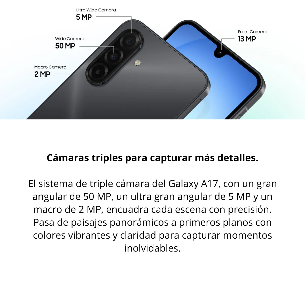 Celular Samsung Galaxy A17 4G Dual SIM Super AMOLED 6.7” 90Hz 128GB/4GB 50MP OIS IP54 5000mAh - Negro