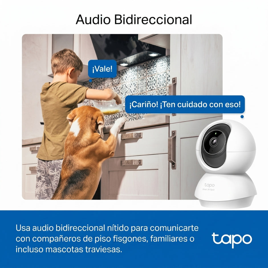 Cámara Seguridad Wi-Fi TP-Link Tapo C230 3K 5MP Robótica 360° Detección IA Visión Nocturna Mejorada