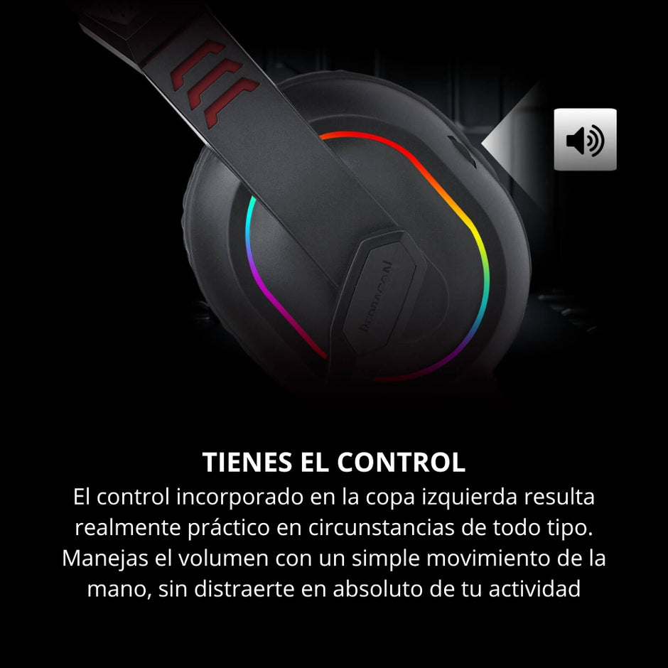 Audífonos Diadema Gamer Redragon H120 Ares RGB Micrófono Abatible Control de Volumen Conector 3.5mm USB