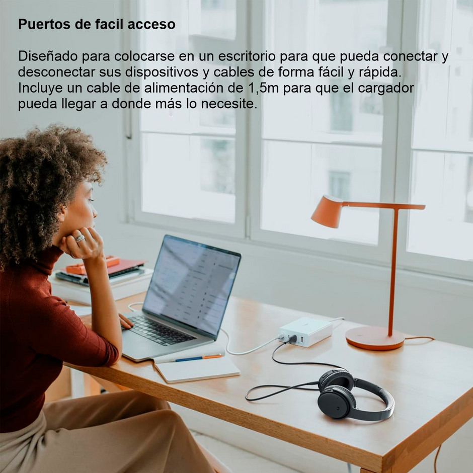 Cargador de Pared Belkin BoostCharge Pro WCH010dqWH GaN 108W con 2 USB-C y 2 USB-A Blanco