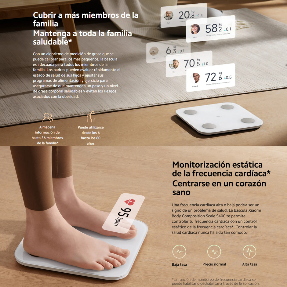 Báscula Digital Inteligente Xiaomi Body Composition Scale S400 con 25 Indicadores de Salud