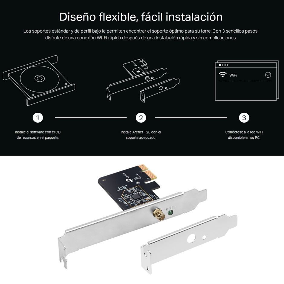 Tp-link, Tarjeta De Red Pci-e Wifi Dualband Ac600 Archer T2e