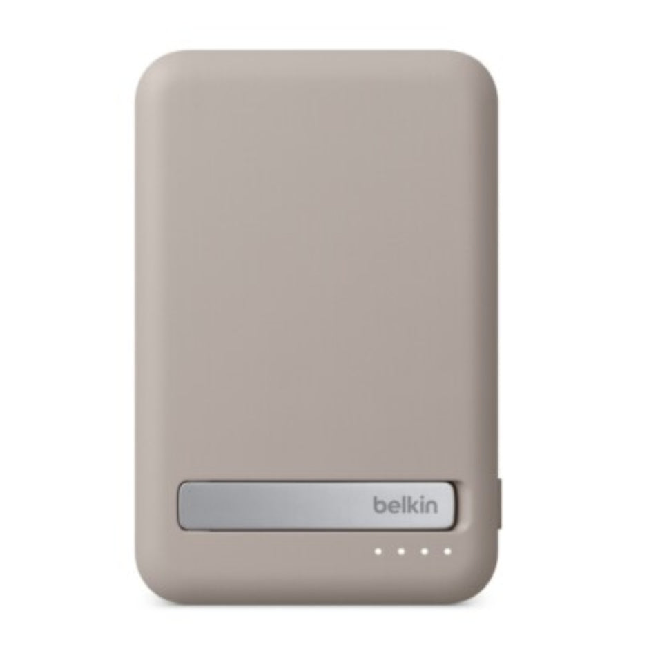 Batería Portátil Power Bank Belkin BoostCharge Pro 5000mAh MagSafe Qi2 Carga Rápida 15W y Stand - Beige