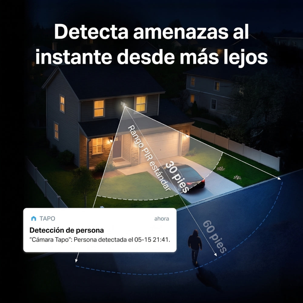 Cámara de Seguridad Wi-Fi Panel Solar TP-Link Tapo C615F KIT 2K Seguimiento IA 360 Foco 800 Lúmenes IP65