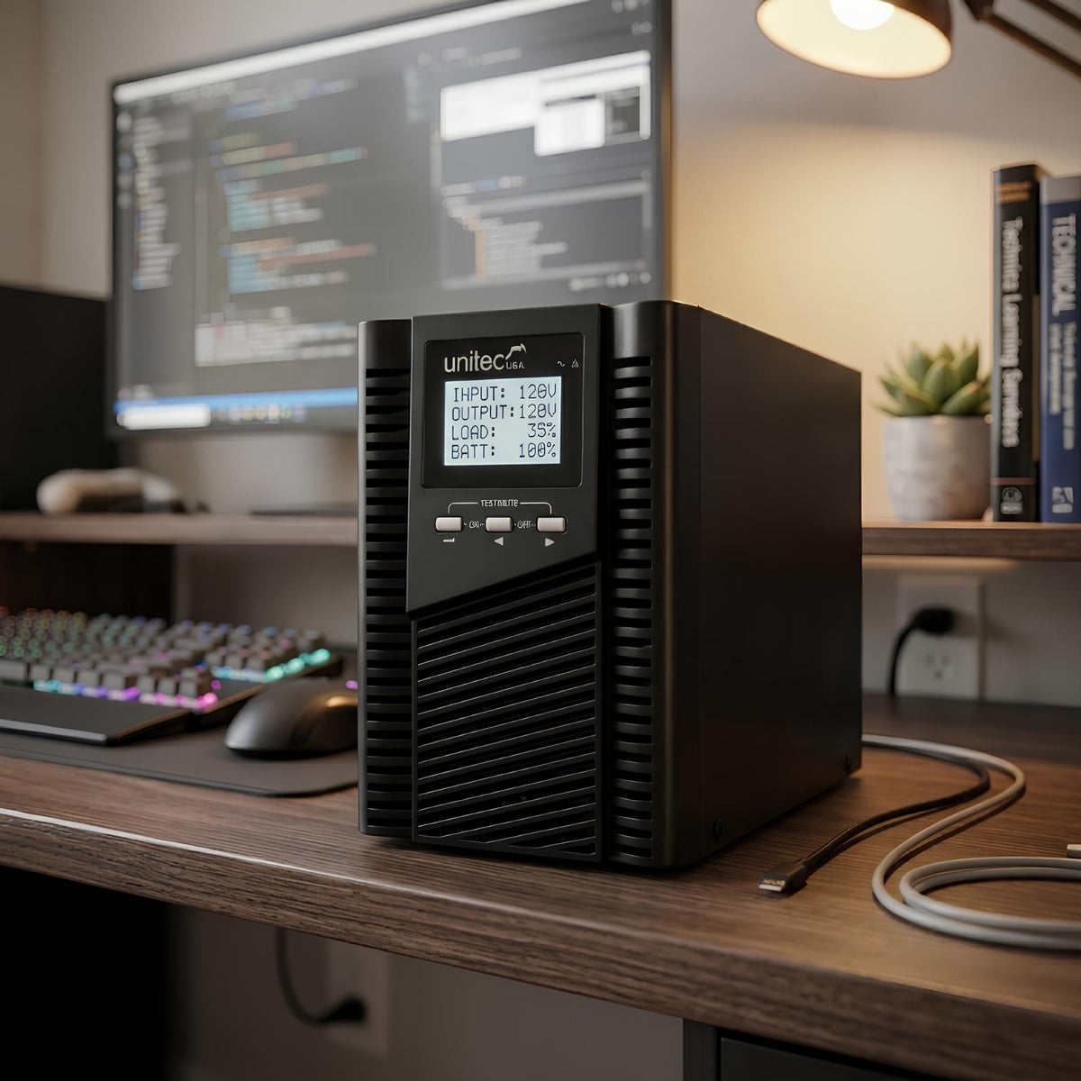 UPS Online Unitec UN-900 1000VA 900W Doble Conversión LCD USB RS232 con 4 Tomas NEMA