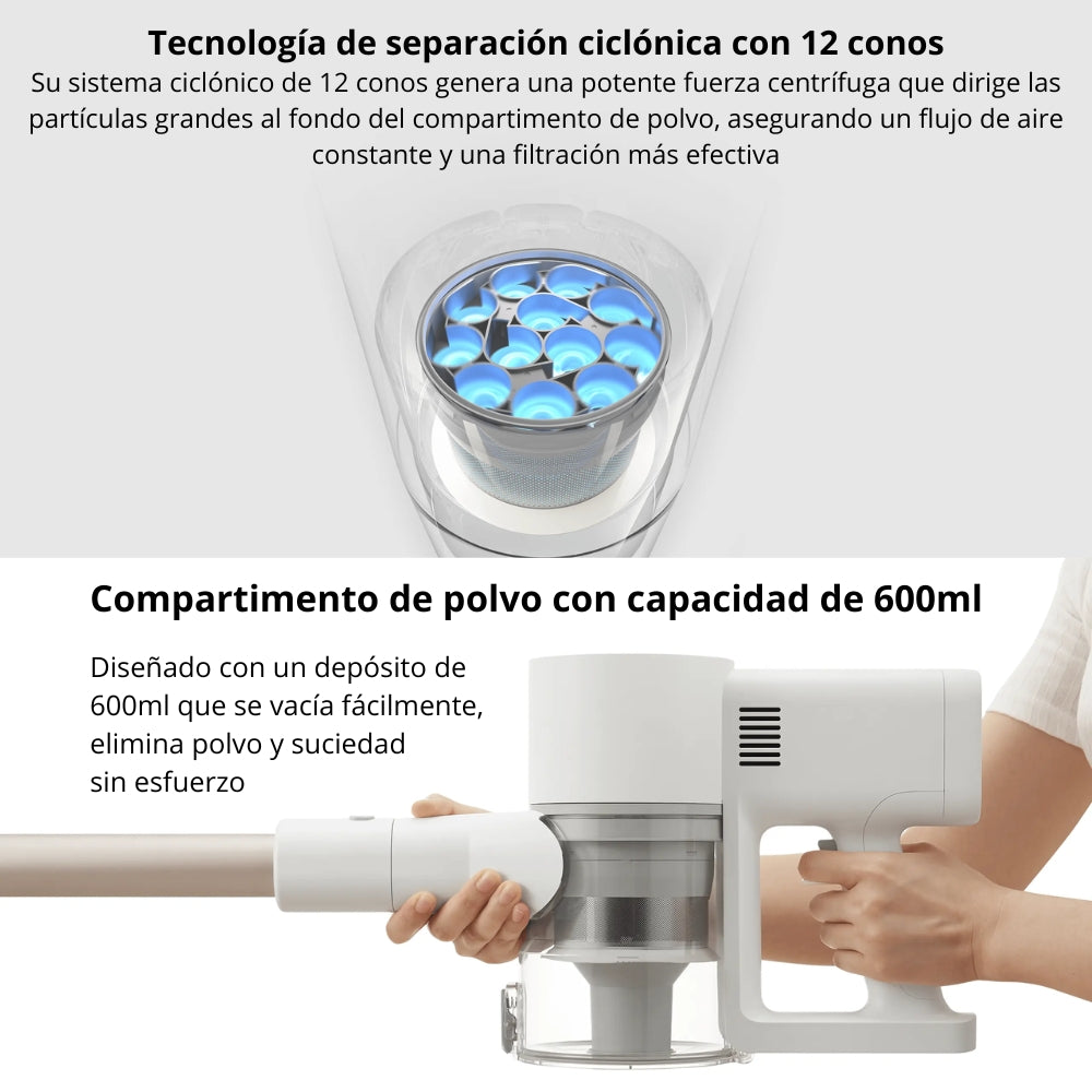 Aspiradora Vertical Inalámbrica Xiaomi Vacuum Cleaner G20 Succión 150AW Filtro 5 Etapas Batería Eco 60min