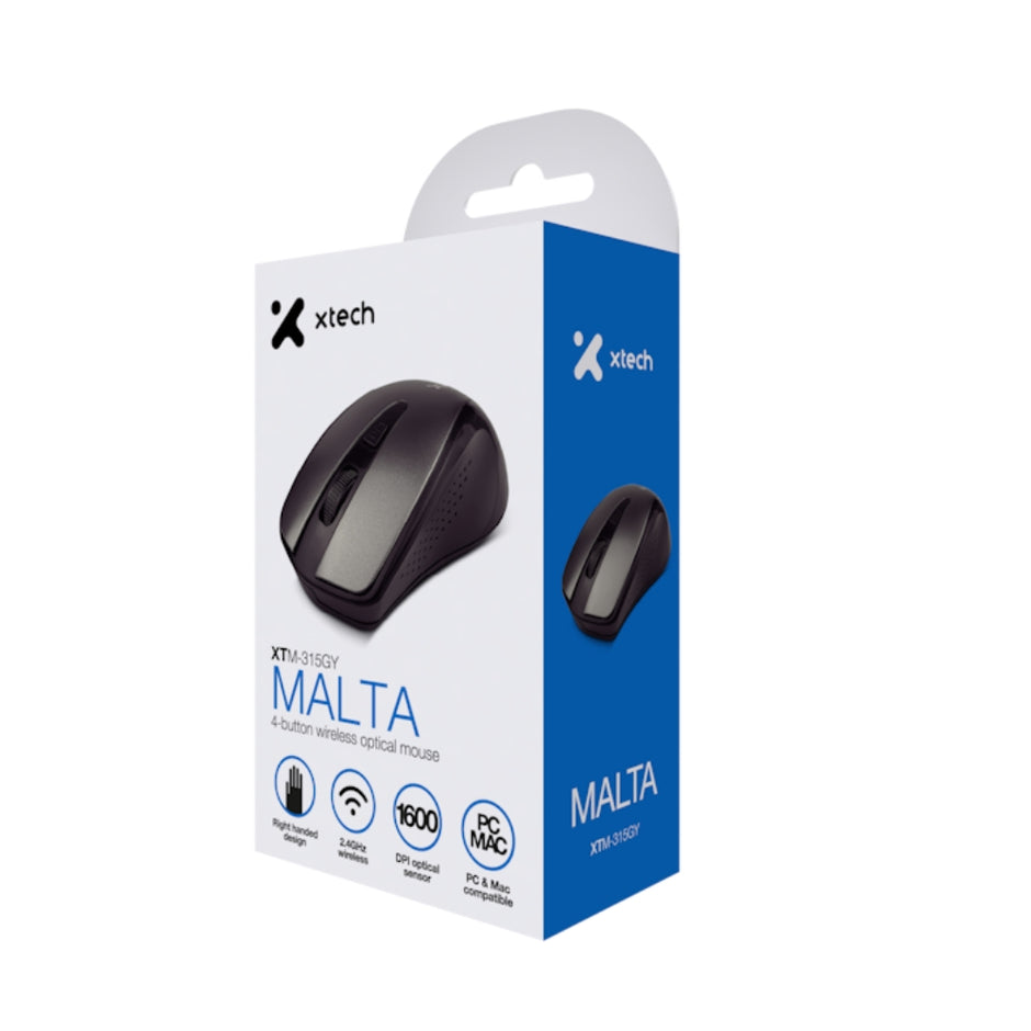 Mouse Inalambrico Xtech XTM315GY Optico 1600dpi 2.4GHz