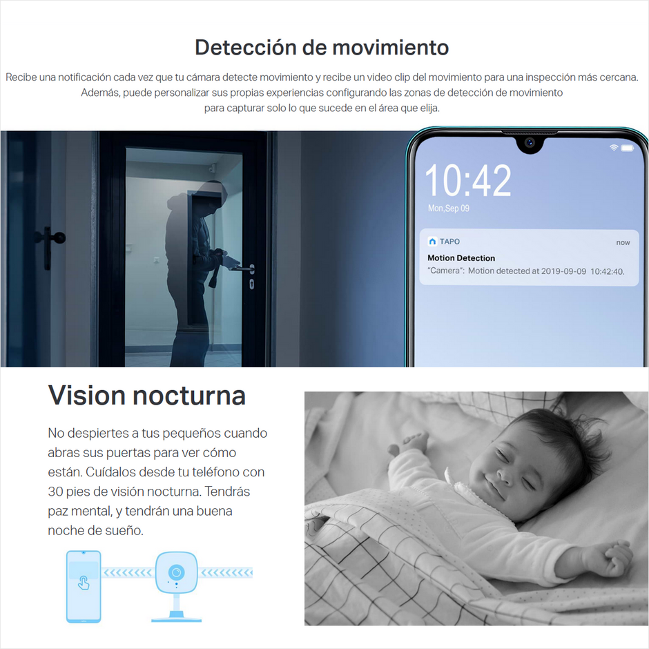 Cámara De Seguridad Wifi, Full Hd, Audio, TP-Link Tapo TC60