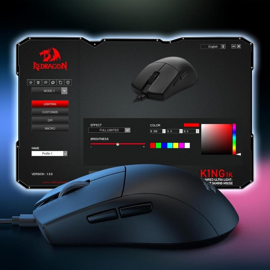 Mouse Redragon Ultra Light K1ng M724 1k Hz Negro Cableado