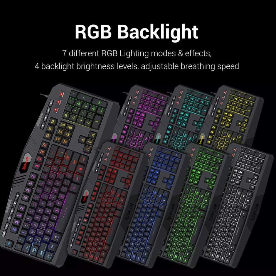 Combo Gamer Redragon S101: Teclado K503 Rgb Esp + Mouse M601